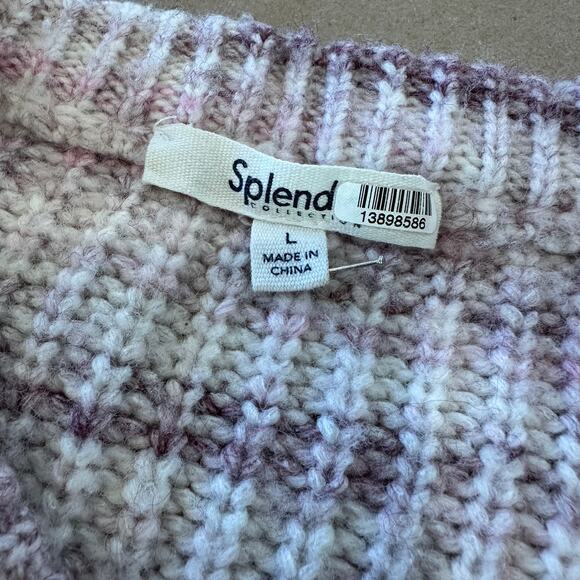 Splendid Purple Oversized Sweater LARGE Space Dye Soft Wool Crew Designer $178 - Picture 8 of 8